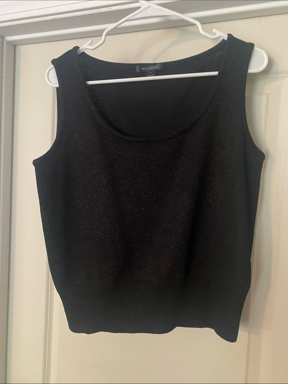 St. John Black with Sparkles Sleeveless Knit Shell size Medium